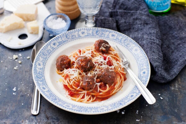 Vegetariska köttbullar med spaghetti