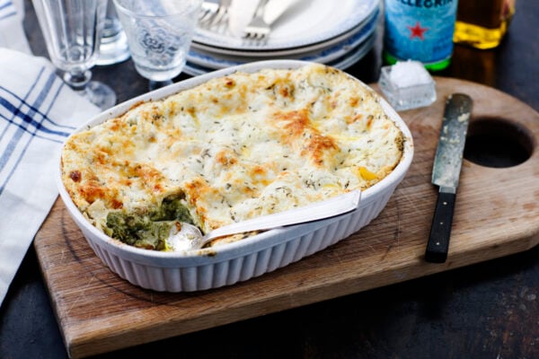 Vegetarisk lasagne med svamp och rostad mandel