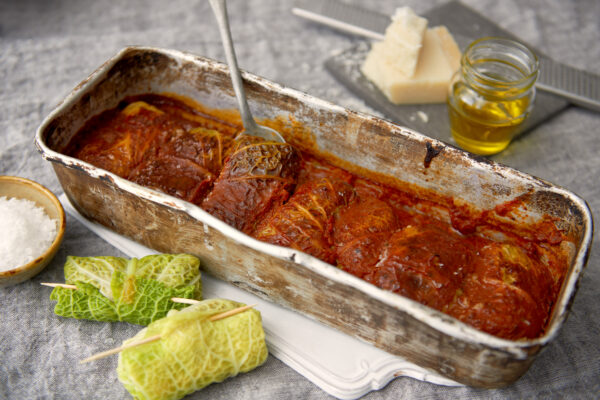 Ugnsbakade savoykåldolmar med gryner