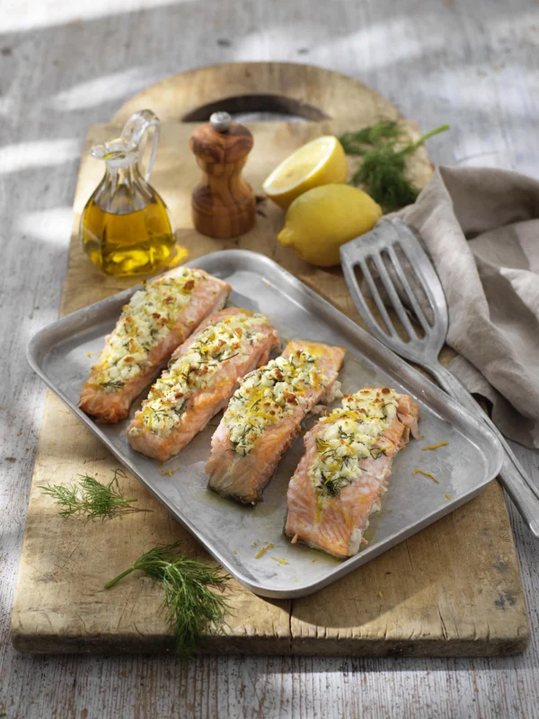 Fetaostfylld lax med dill och citron