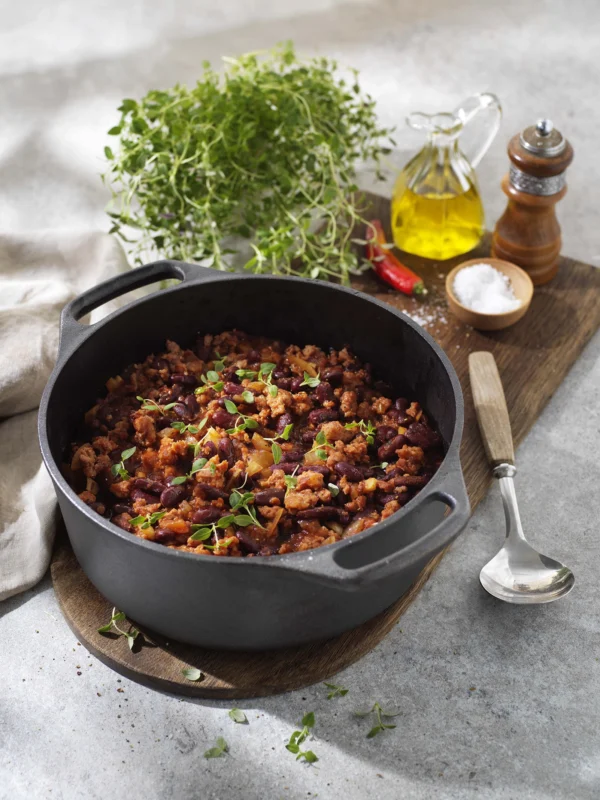 Chiligryta med tomat och kidneybönor
