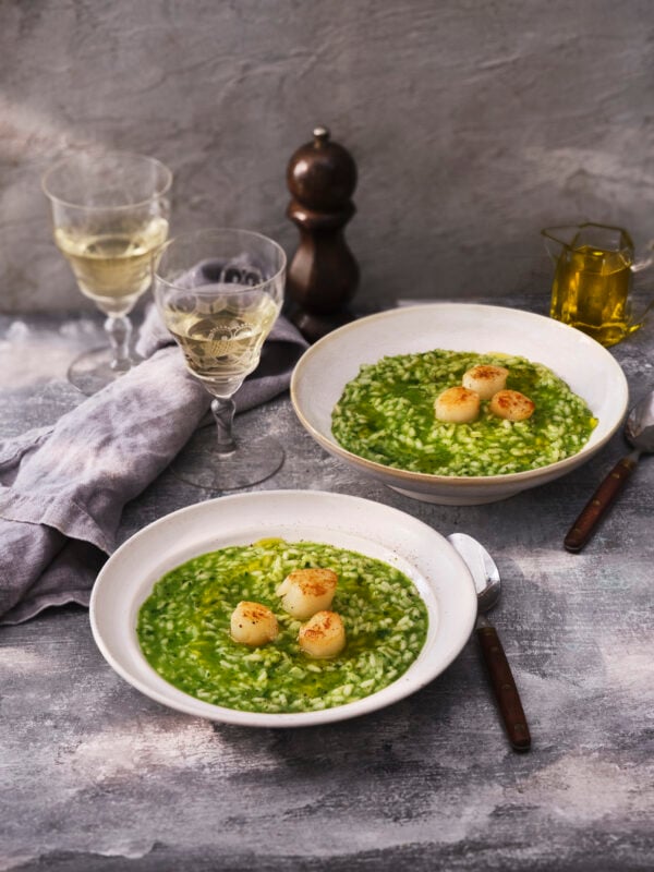 Örtrisotto med pilgrimsmusslor