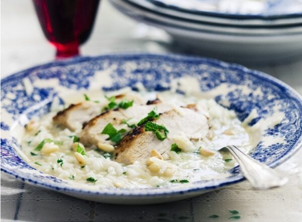Risotto med salvia och grillad kyckling