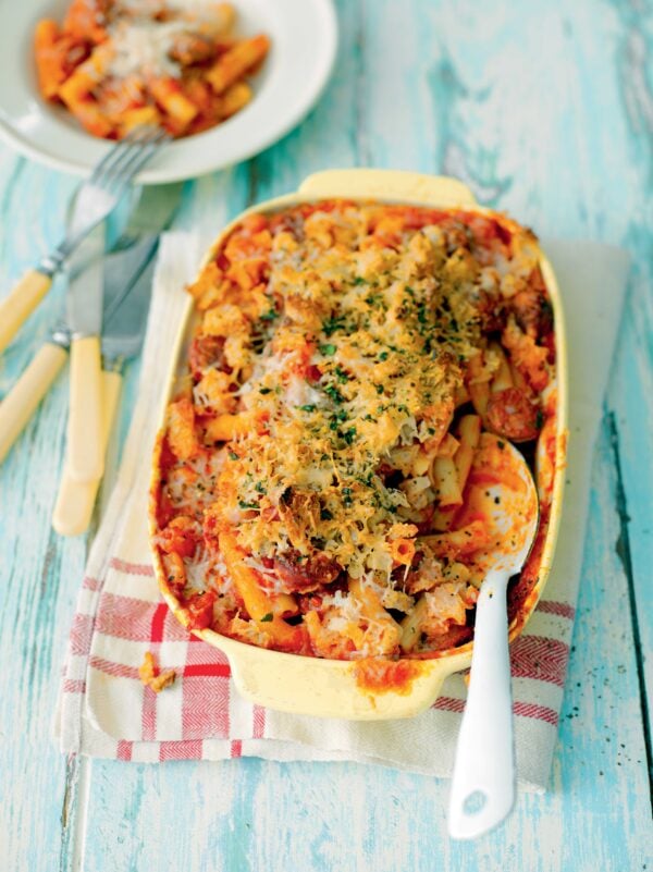 Pastagratäng med chorizo