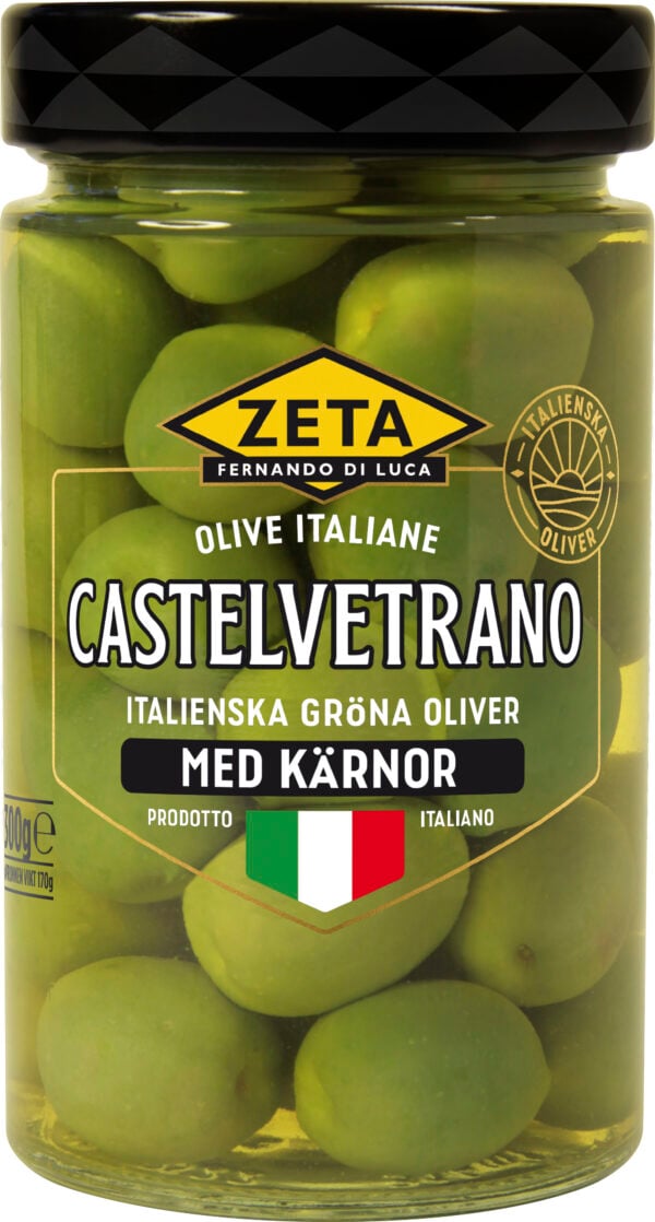 Zeta Castelvetrano-oliver med kärnor