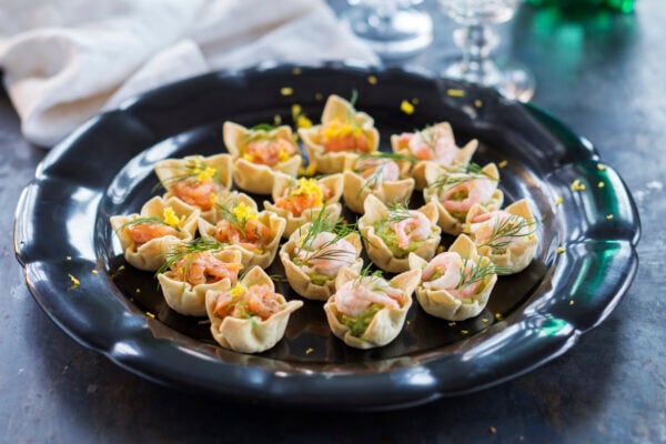 Krustader x 2: Lax och räkor