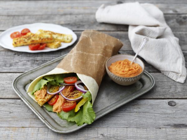 Wrap med grillost och krämig bönröra