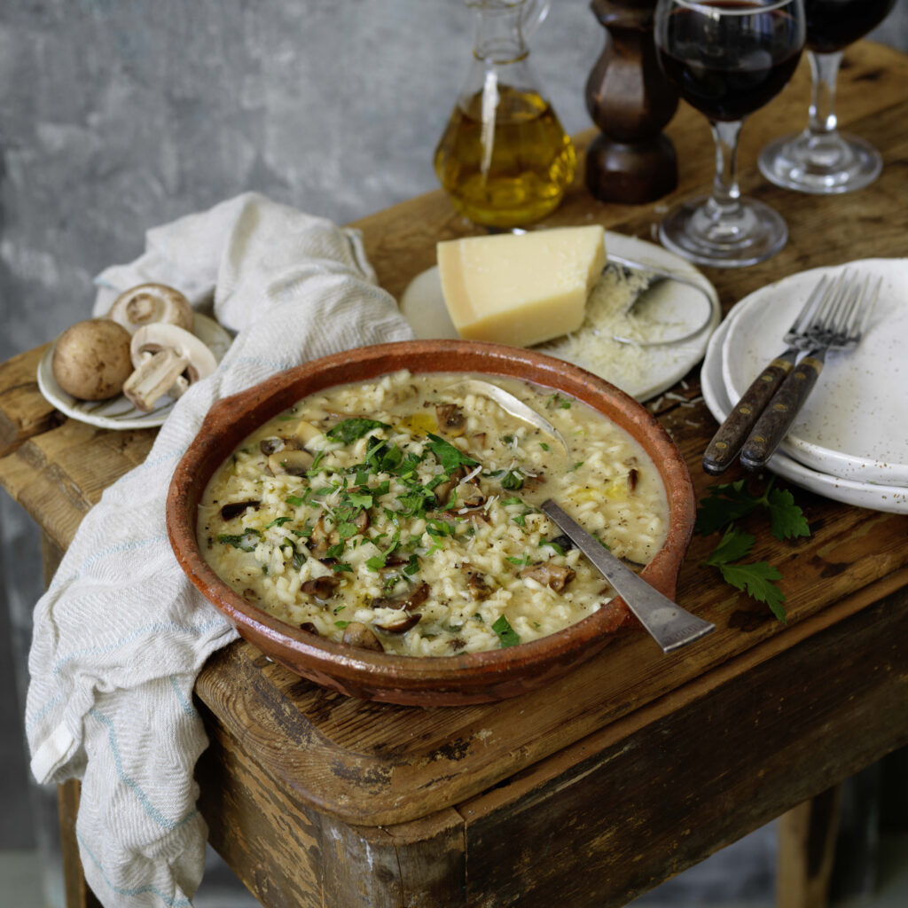 Risotto med svamp och spenat