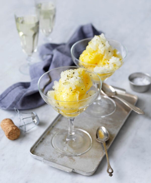 Apelsinsorbet med limegranité