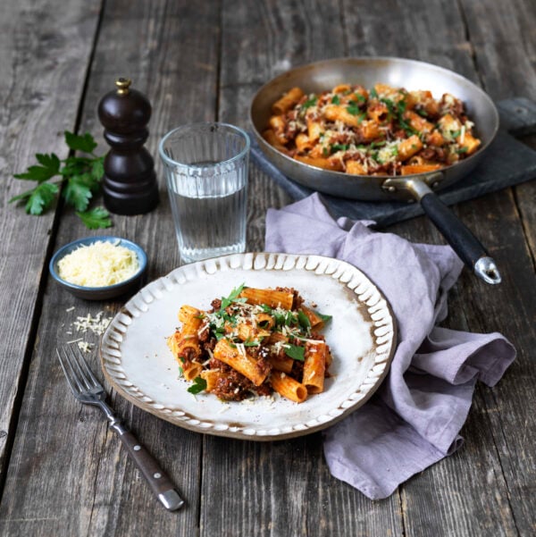 Pasta Tortiglioni Provencal med nötfärs