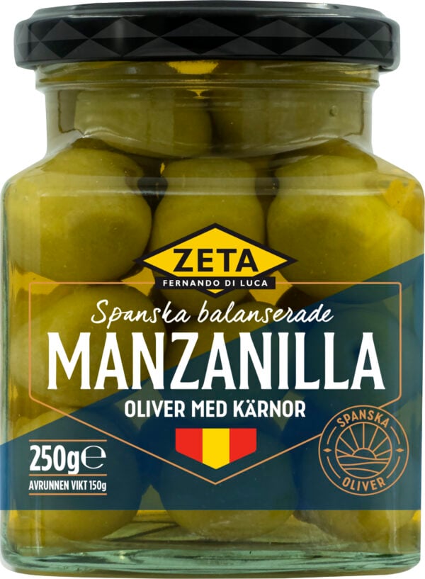 Manzanilla-oliver med kärna