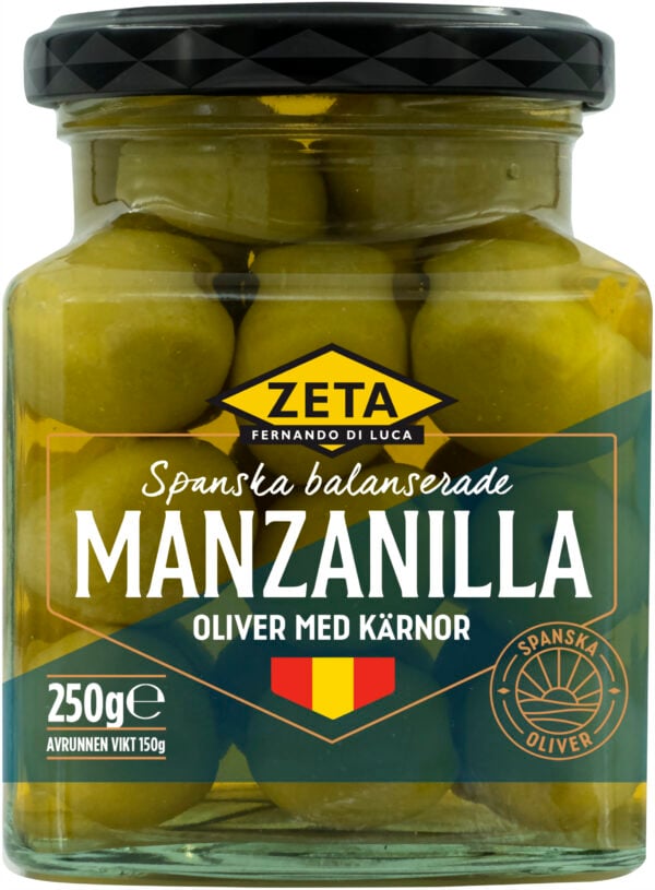 Manzanilla-oliver med kärna