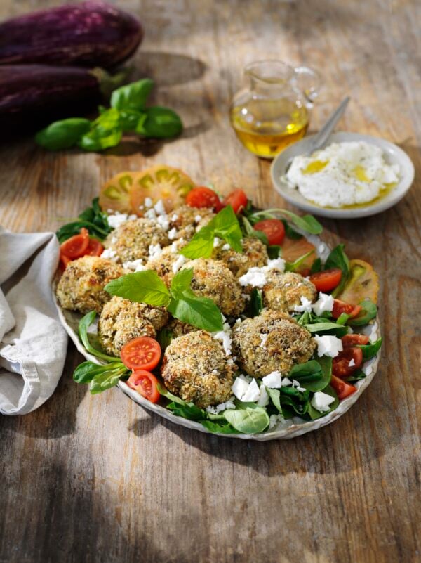 Polpette med aubergine och fetaost