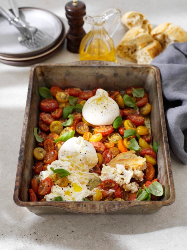 Burrata med ugnsbakade tomater