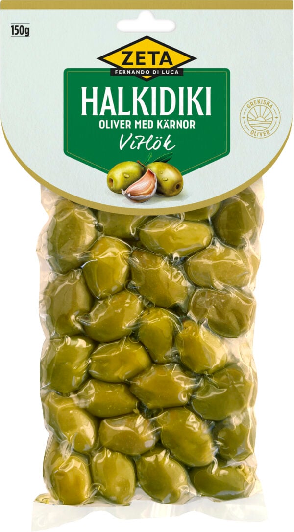 Halkidikioliver Vitlök med kärnor vakuum