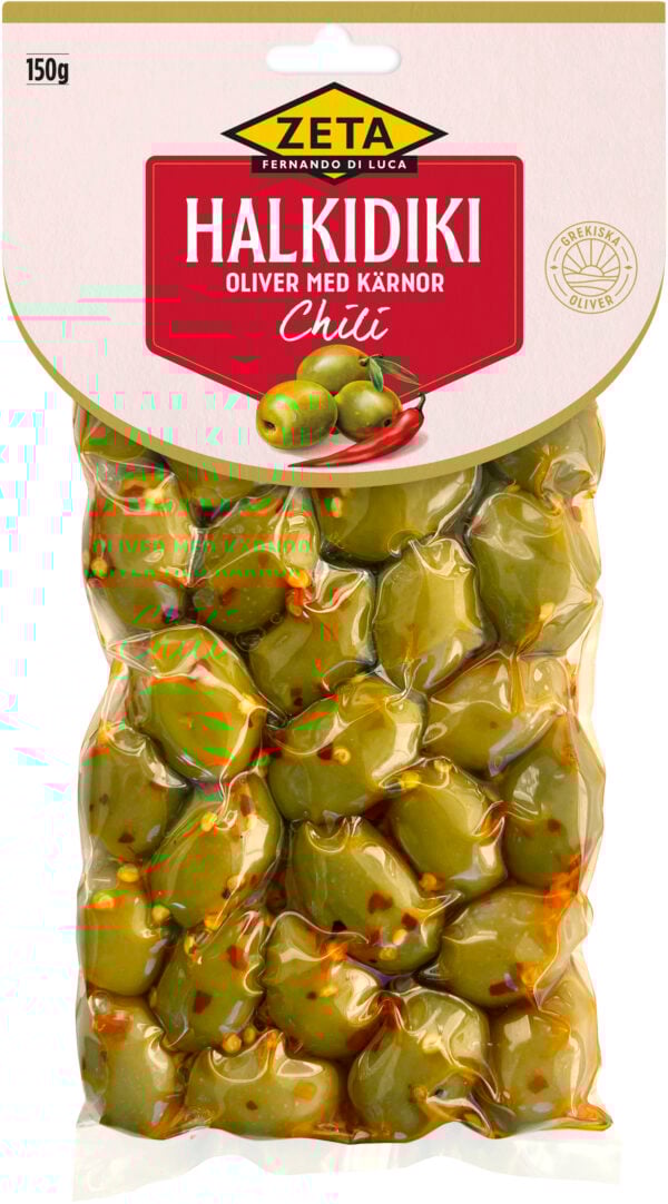Halkidikioliver Chili med kärnor vakuum
