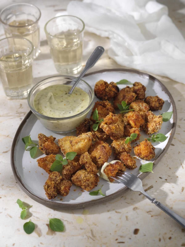 Kycklingnuggets i airfryer med pestodipp