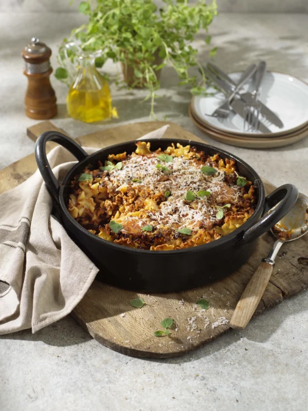 One pot lasagne med pasta Mafaldine