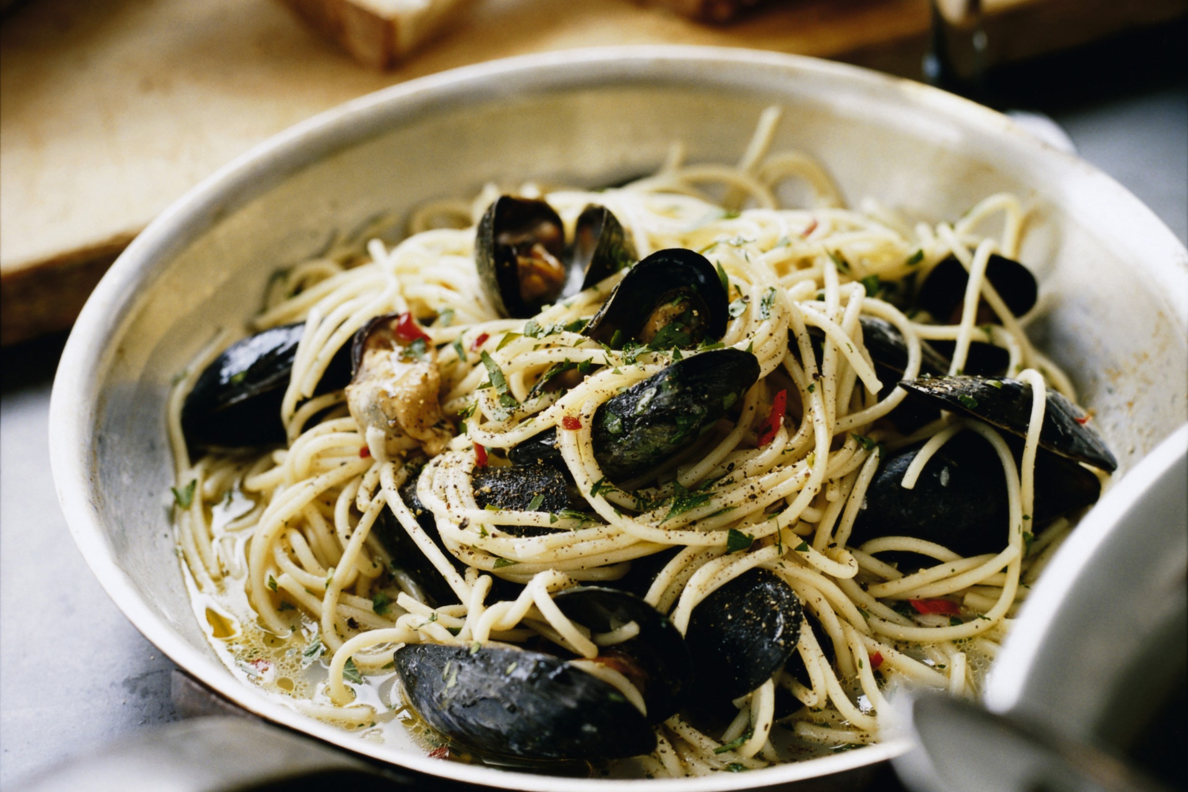 spagetti med musslor