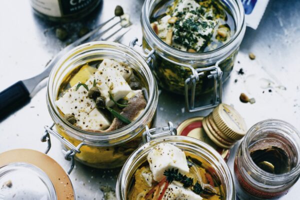 Marinerad fetaost i tre olika smaker