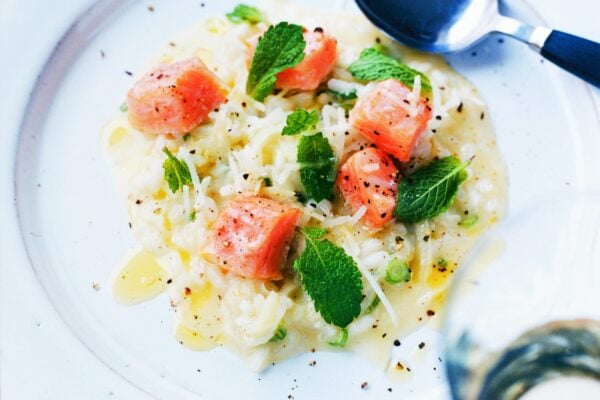 Risotto med lax, fänkål och mynta