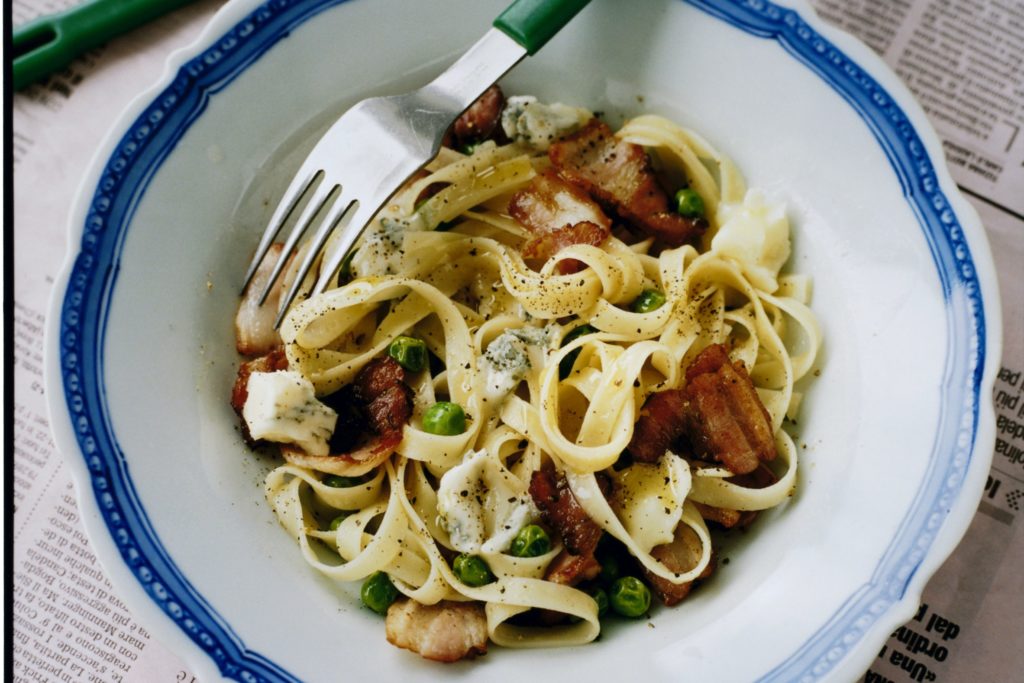 Recept från Zeta. pasta_med_gorgonzola_bacon_artor