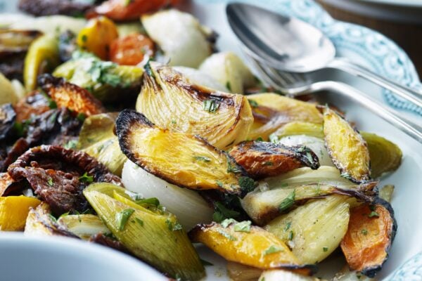 Rostade grönsaker med soltorkade tomater