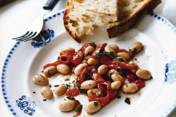 Borlottibönor med rostad paprika och persilja