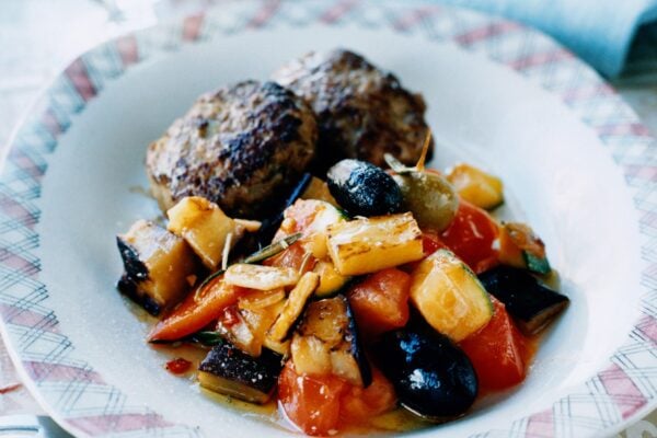 Färsbiffar med caponata